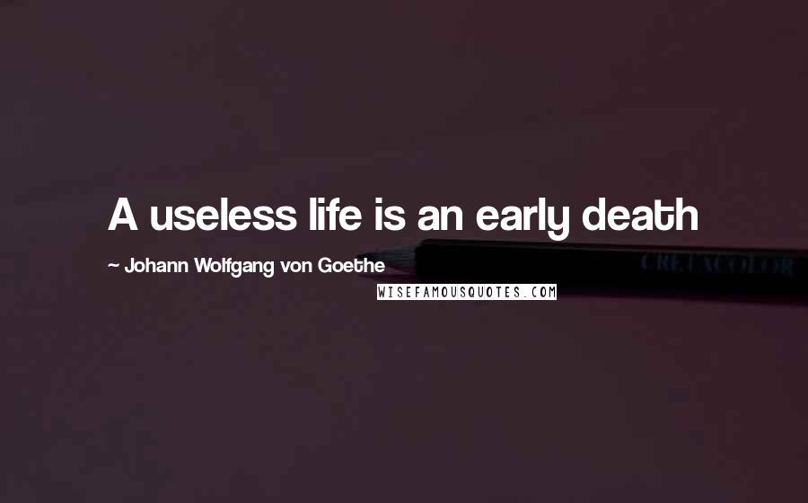 Johann Wolfgang Von Goethe Quotes: A useless life is an early death