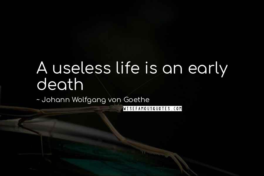 Johann Wolfgang Von Goethe Quotes: A useless life is an early death