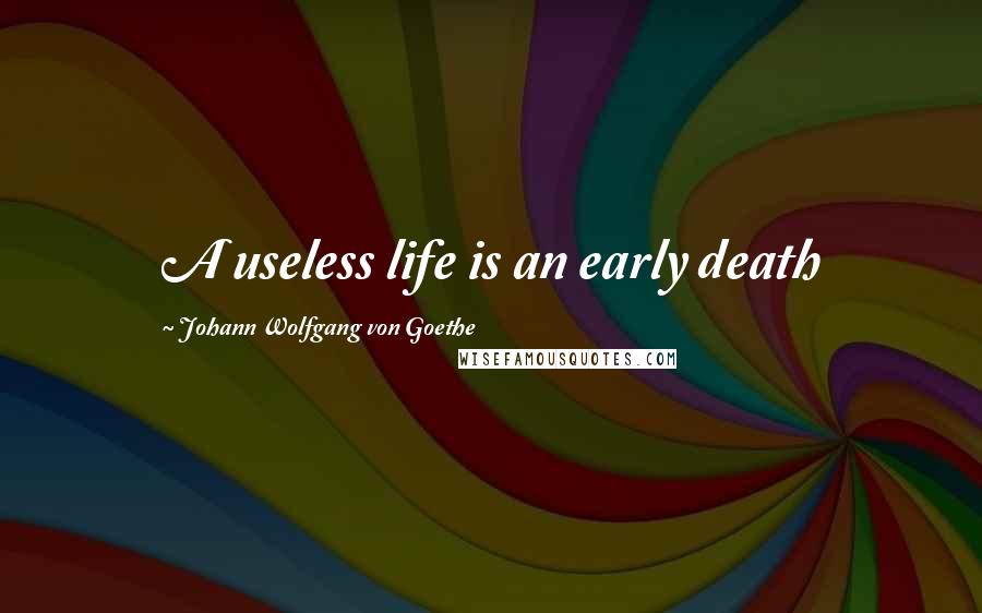 Johann Wolfgang Von Goethe Quotes: A useless life is an early death