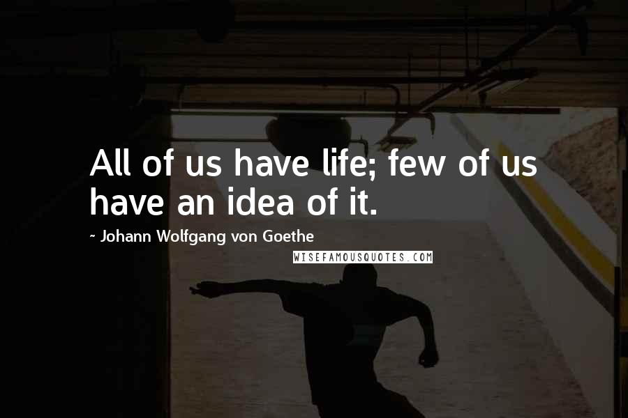 Johann Wolfgang Von Goethe Quotes: All of us have life; few of us have an idea of it.