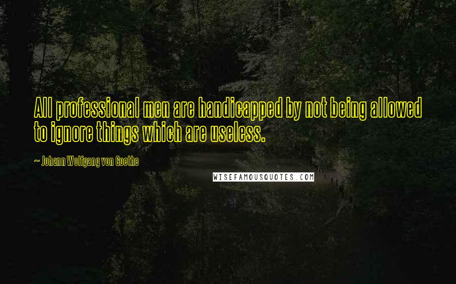 Johann Wolfgang Von Goethe Quotes: All professional men are handicapped by not being allowed to ignore things which are useless.