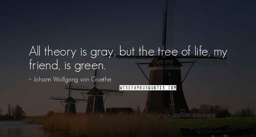 Johann Wolfgang Von Goethe Quotes: All theory is gray, but the tree of life, my friend, is green.