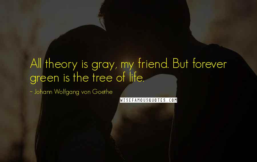 Johann Wolfgang Von Goethe Quotes: All theory is gray, my friend. But forever green is the tree of life.