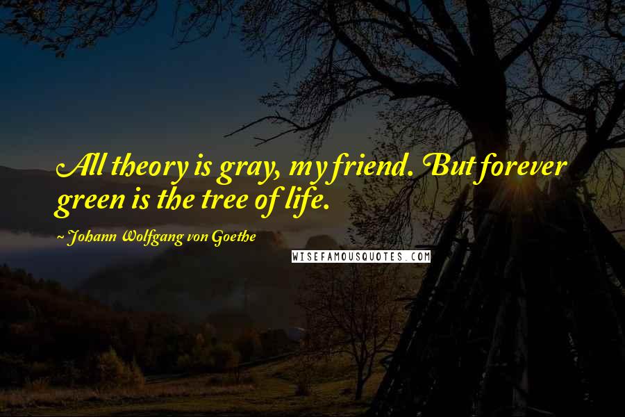 Johann Wolfgang Von Goethe Quotes: All theory is gray, my friend. But forever green is the tree of life.