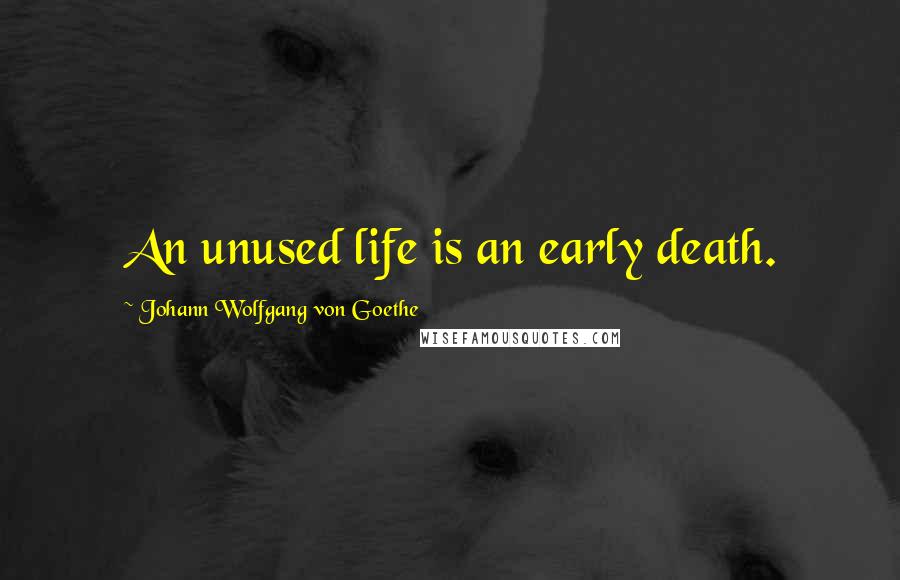 Johann Wolfgang Von Goethe Quotes: An unused life is an early death.