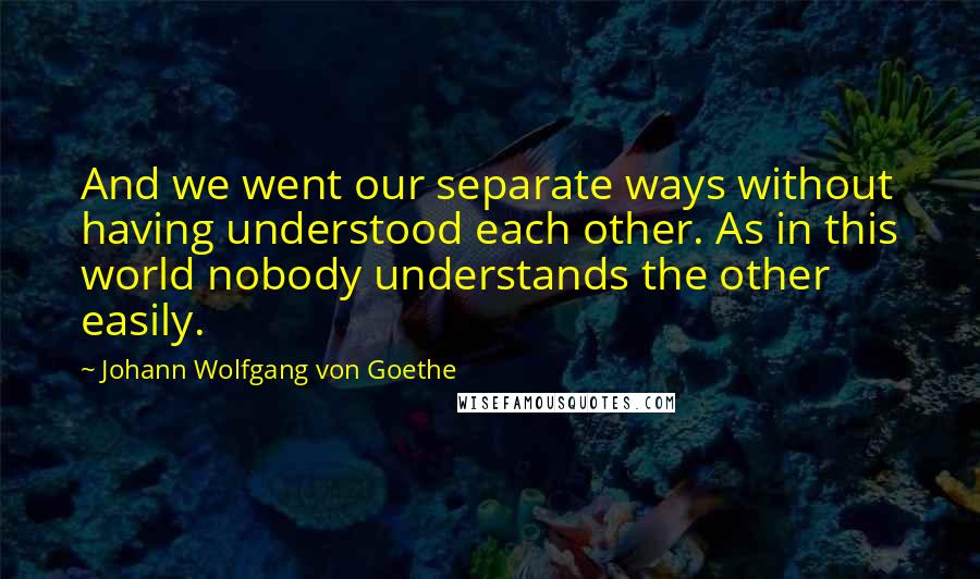 Johann Wolfgang Von Goethe Quotes: And we went our separate ways without having understood each other. As in this world nobody understands the other easily.