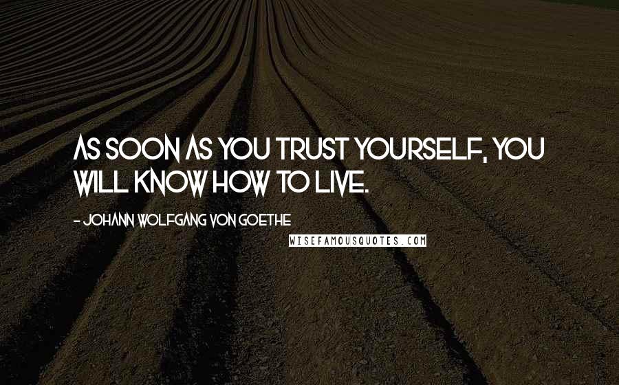 Johann Wolfgang Von Goethe Quotes: As soon as you trust yourself, you will know how to live.