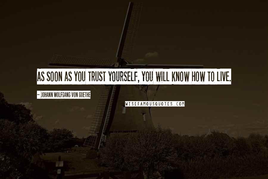Johann Wolfgang Von Goethe Quotes: As soon as you trust yourself, you will know how to live.