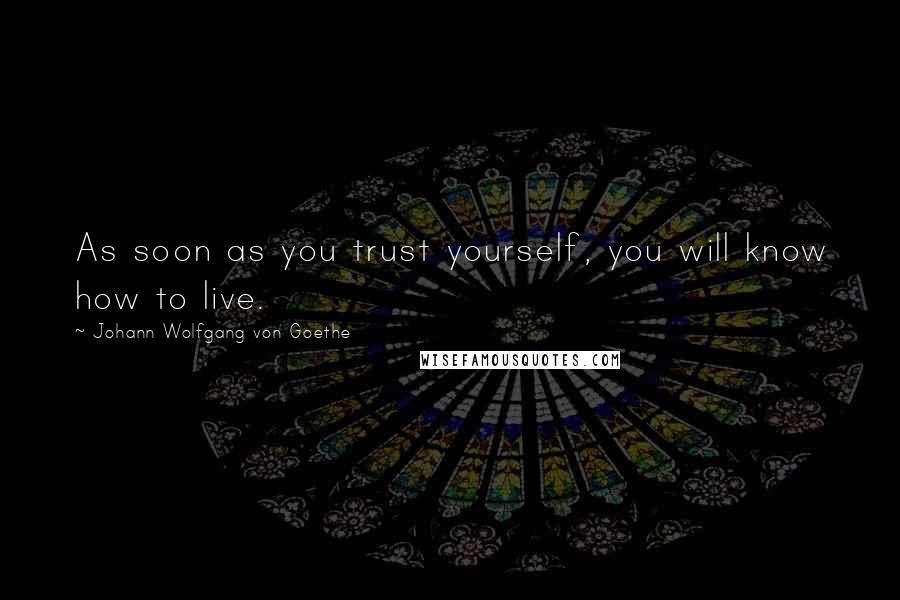 Johann Wolfgang Von Goethe Quotes: As soon as you trust yourself, you will know how to live.