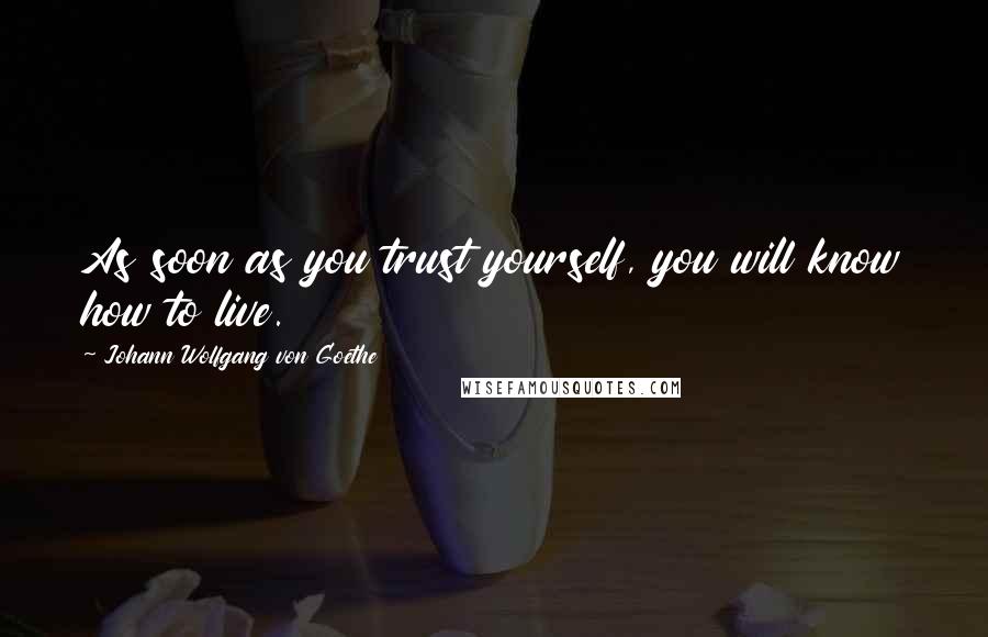 Johann Wolfgang Von Goethe Quotes: As soon as you trust yourself, you will know how to live.