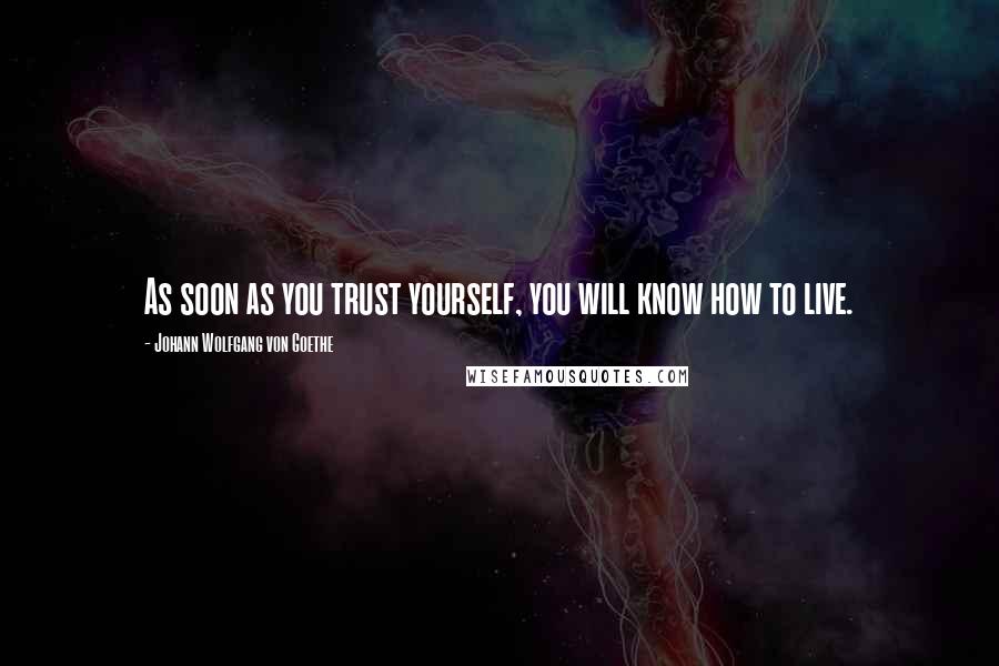 Johann Wolfgang Von Goethe Quotes: As soon as you trust yourself, you will know how to live.