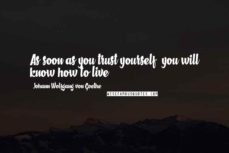 Johann Wolfgang Von Goethe Quotes: As soon as you trust yourself, you will know how to live.