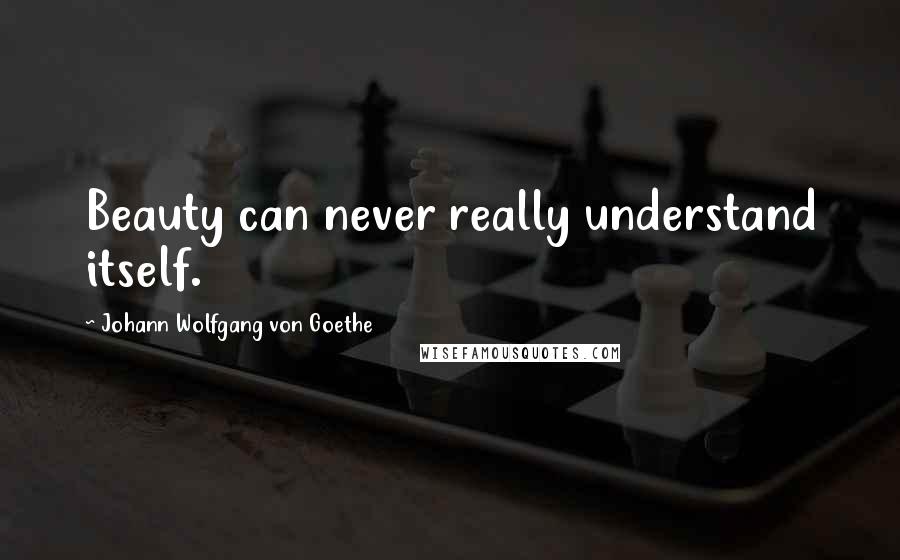 Johann Wolfgang Von Goethe Quotes: Beauty can never really understand itself.