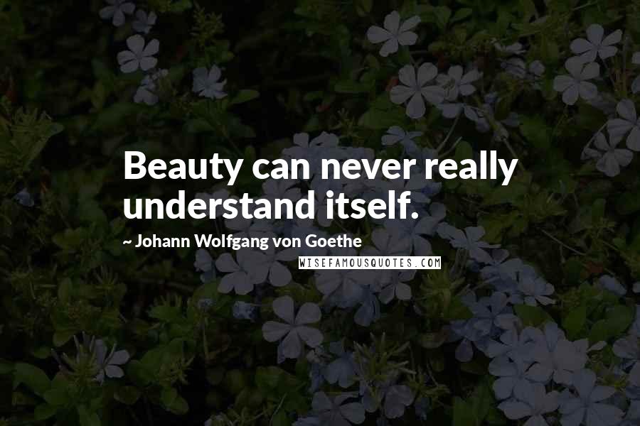 Johann Wolfgang Von Goethe Quotes: Beauty can never really understand itself.