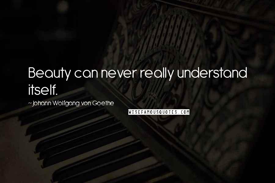 Johann Wolfgang Von Goethe Quotes: Beauty can never really understand itself.