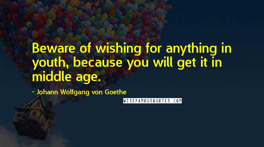 Johann Wolfgang Von Goethe Quotes: Beware of wishing for anything in youth, because you will get it in middle age.