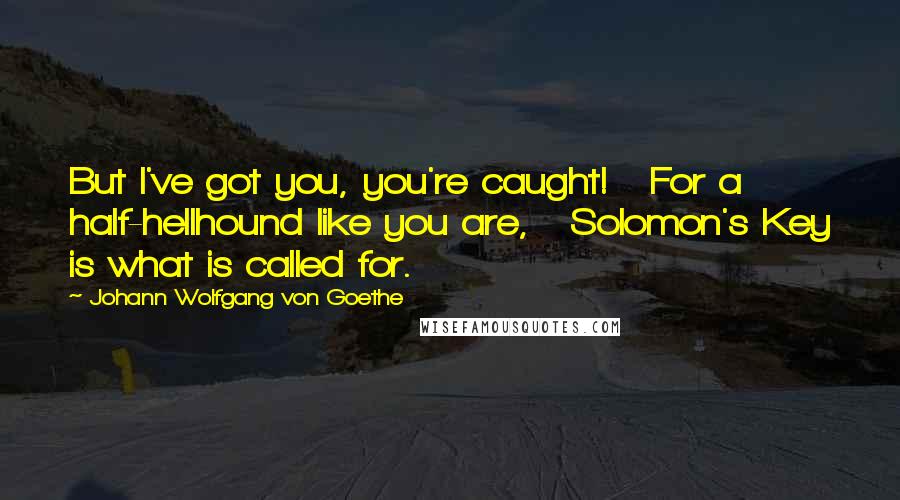 Johann Wolfgang Von Goethe Quotes: But I've got you, you're caught!   For a half-hellhound like you are,   Solomon's Key is what is called for.