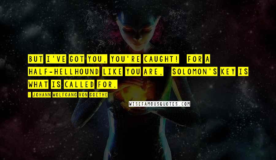 Johann Wolfgang Von Goethe Quotes: But I've got you, you're caught!   For a half-hellhound like you are,   Solomon's Key is what is called for.