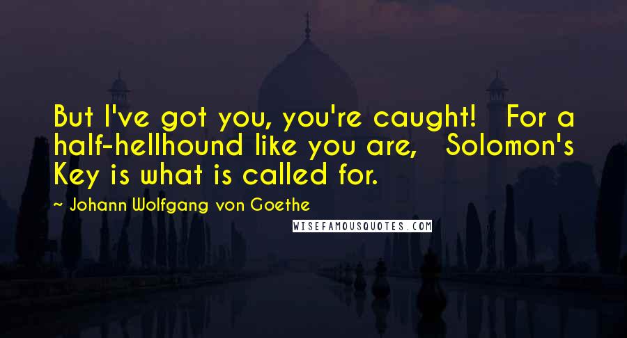 Johann Wolfgang Von Goethe Quotes: But I've got you, you're caught!   For a half-hellhound like you are,   Solomon's Key is what is called for.