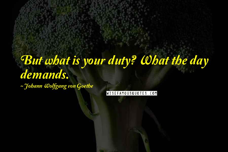 Johann Wolfgang Von Goethe Quotes: But what is your duty? What the day demands.