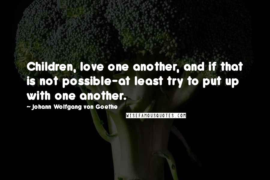 Johann Wolfgang Von Goethe Quotes: Children, love one another, and if that is not possible-at least try to put up with one another.