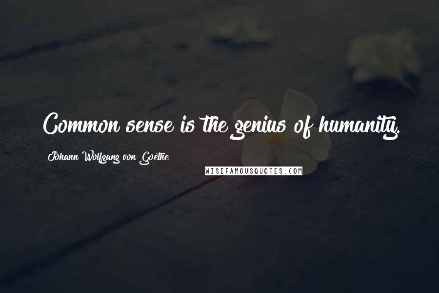 Johann Wolfgang Von Goethe Quotes: Common sense is the genius of humanity.