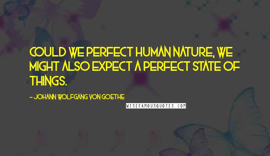 Johann Wolfgang Von Goethe Quotes: Could we perfect human nature, we might also expect a perfect state of things.