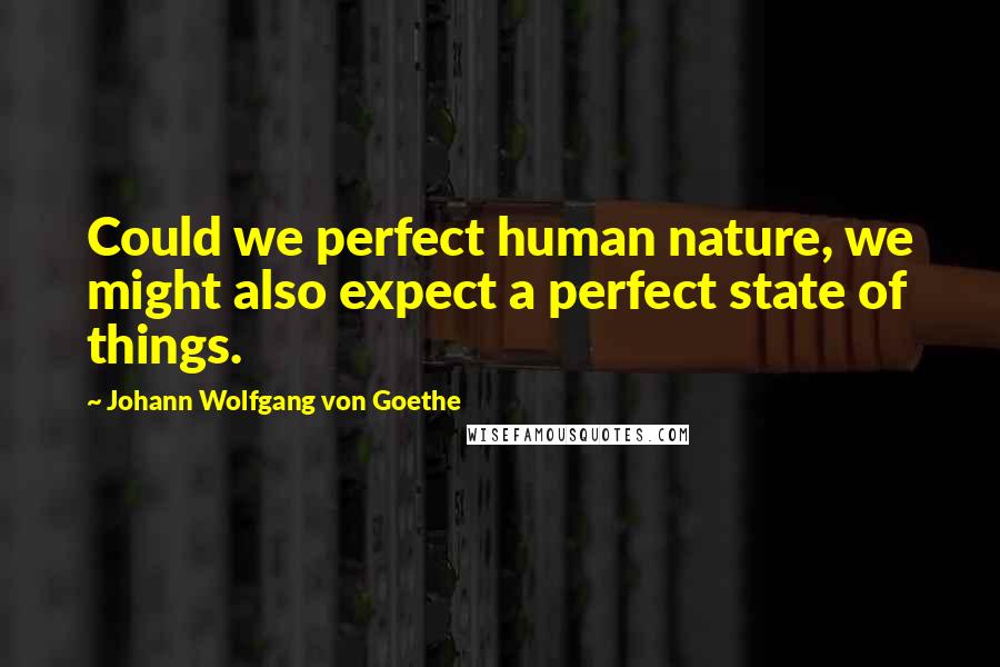 Johann Wolfgang Von Goethe Quotes: Could we perfect human nature, we might also expect a perfect state of things.