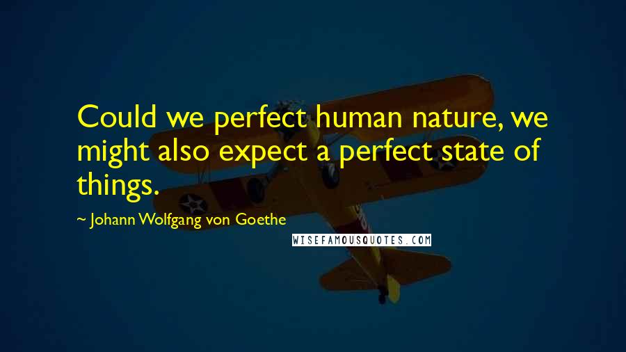 Johann Wolfgang Von Goethe Quotes: Could we perfect human nature, we might also expect a perfect state of things.