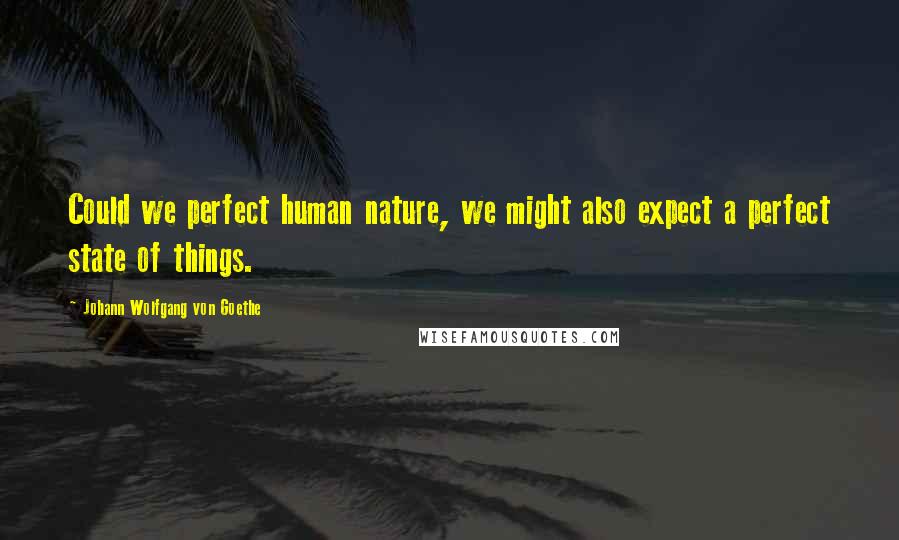 Johann Wolfgang Von Goethe Quotes: Could we perfect human nature, we might also expect a perfect state of things.