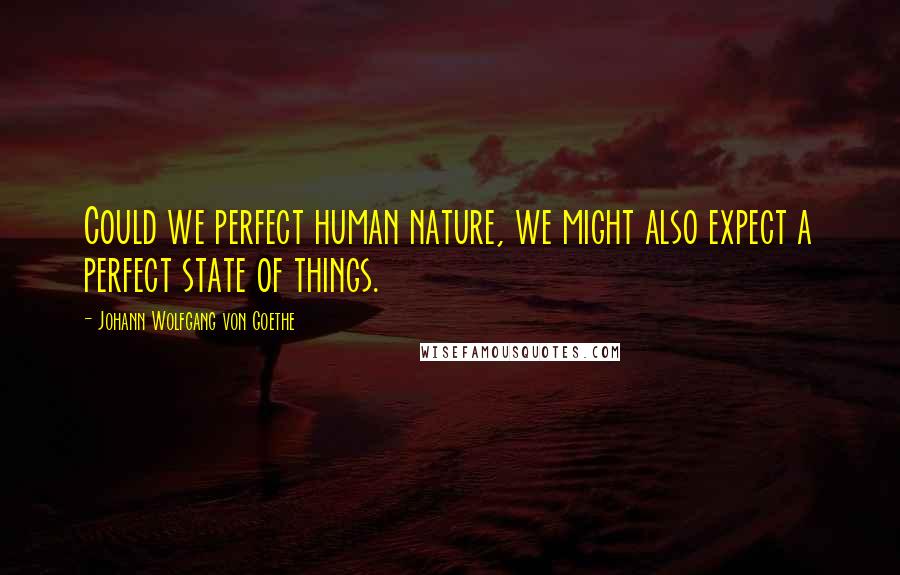 Johann Wolfgang Von Goethe Quotes: Could we perfect human nature, we might also expect a perfect state of things.