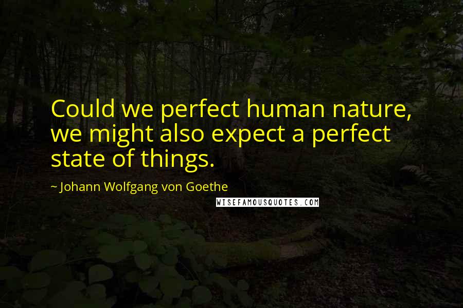 Johann Wolfgang Von Goethe Quotes: Could we perfect human nature, we might also expect a perfect state of things.