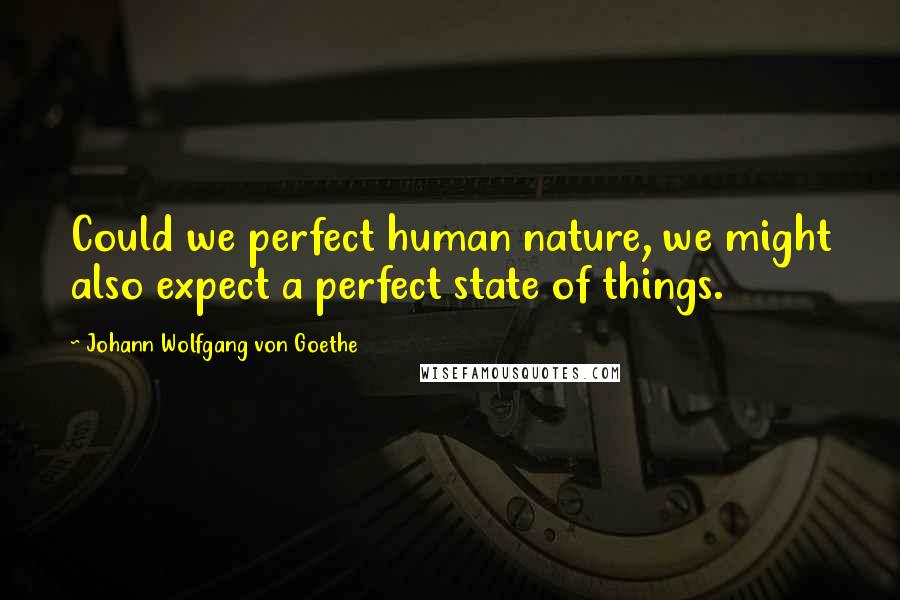 Johann Wolfgang Von Goethe Quotes: Could we perfect human nature, we might also expect a perfect state of things.