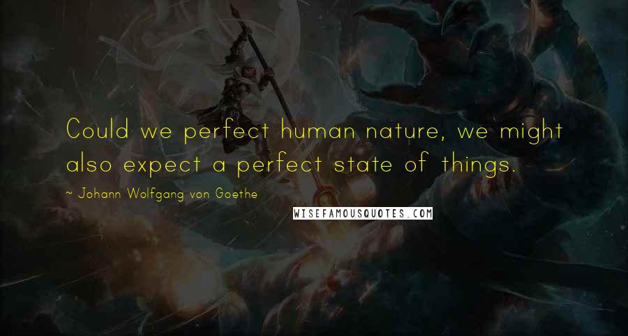 Johann Wolfgang Von Goethe Quotes: Could we perfect human nature, we might also expect a perfect state of things.