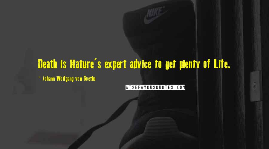 Johann Wolfgang Von Goethe Quotes: Death is Nature's expert advice to get plenty of Life.