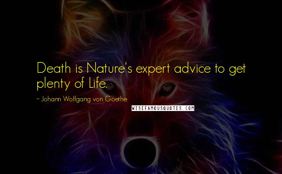 Johann Wolfgang Von Goethe Quotes: Death is Nature's expert advice to get plenty of Life.