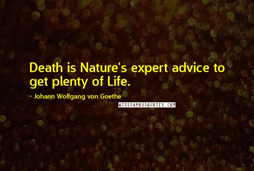 Johann Wolfgang Von Goethe Quotes: Death is Nature's expert advice to get plenty of Life.