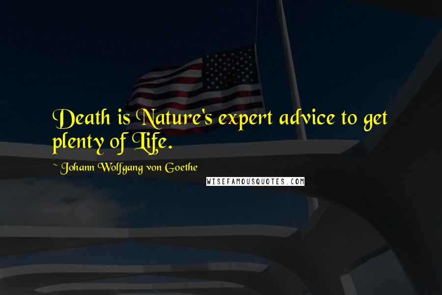 Johann Wolfgang Von Goethe Quotes: Death is Nature's expert advice to get plenty of Life.