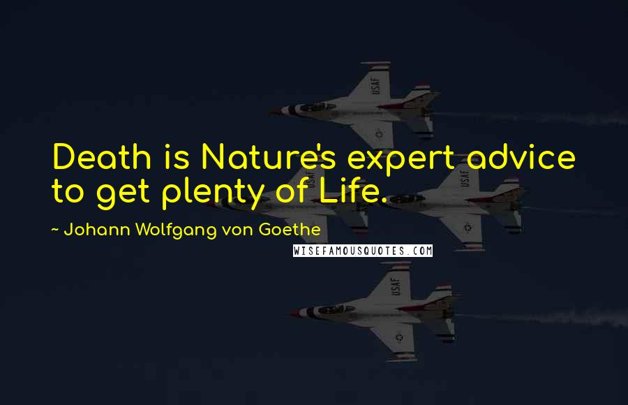 Johann Wolfgang Von Goethe Quotes: Death is Nature's expert advice to get plenty of Life.