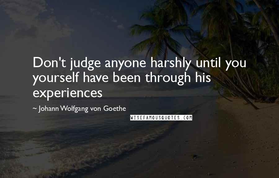 Johann Wolfgang Von Goethe Quotes: Don't judge anyone harshly until you yourself have been through his experiences