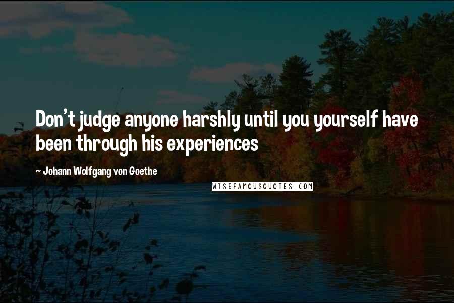 Johann Wolfgang Von Goethe Quotes: Don't judge anyone harshly until you yourself have been through his experiences