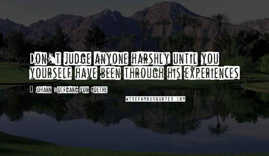 Johann Wolfgang Von Goethe Quotes: Don't judge anyone harshly until you yourself have been through his experiences