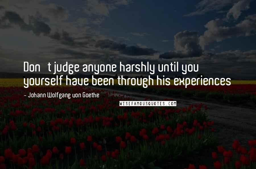 Johann Wolfgang Von Goethe Quotes: Don't judge anyone harshly until you yourself have been through his experiences