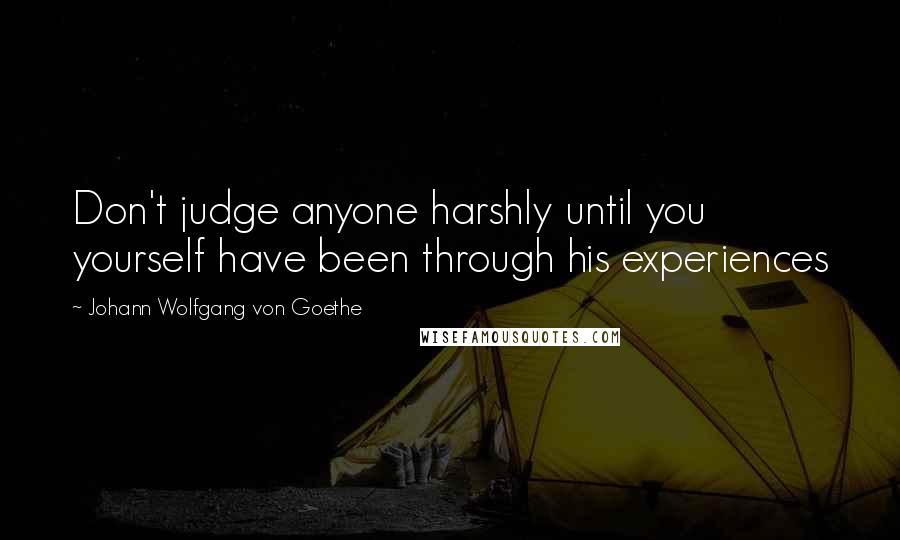 Johann Wolfgang Von Goethe Quotes: Don't judge anyone harshly until you yourself have been through his experiences