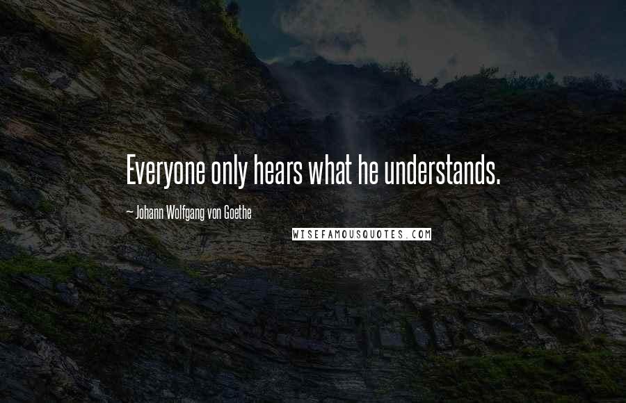 Johann Wolfgang Von Goethe Quotes: Everyone only hears what he understands.