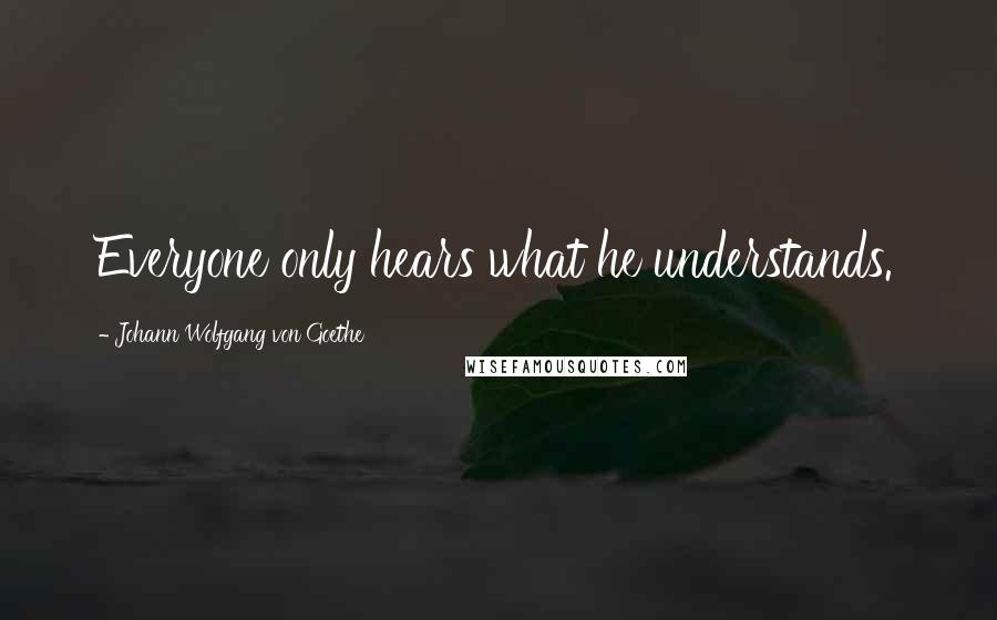 Johann Wolfgang Von Goethe Quotes: Everyone only hears what he understands.