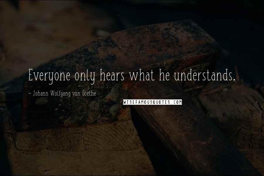 Johann Wolfgang Von Goethe Quotes: Everyone only hears what he understands.