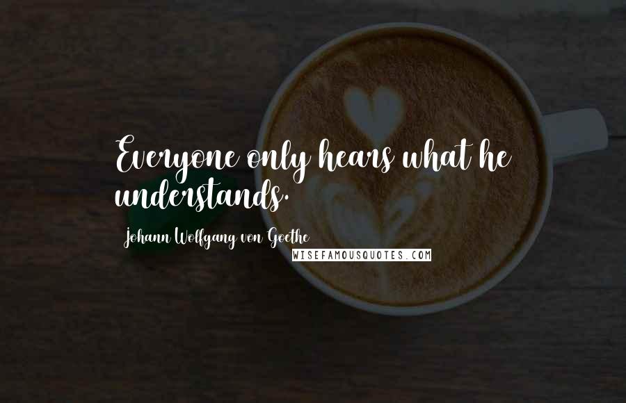 Johann Wolfgang Von Goethe Quotes: Everyone only hears what he understands.