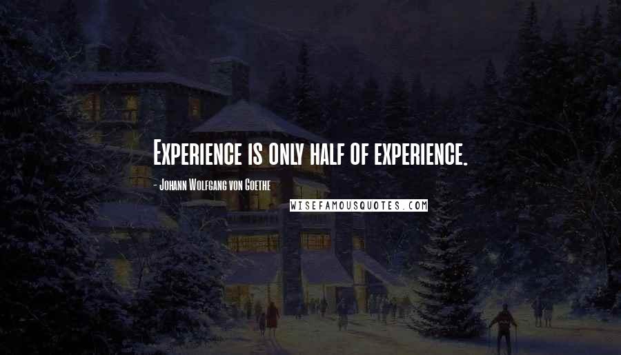 Johann Wolfgang Von Goethe Quotes: Experience is only half of experience.