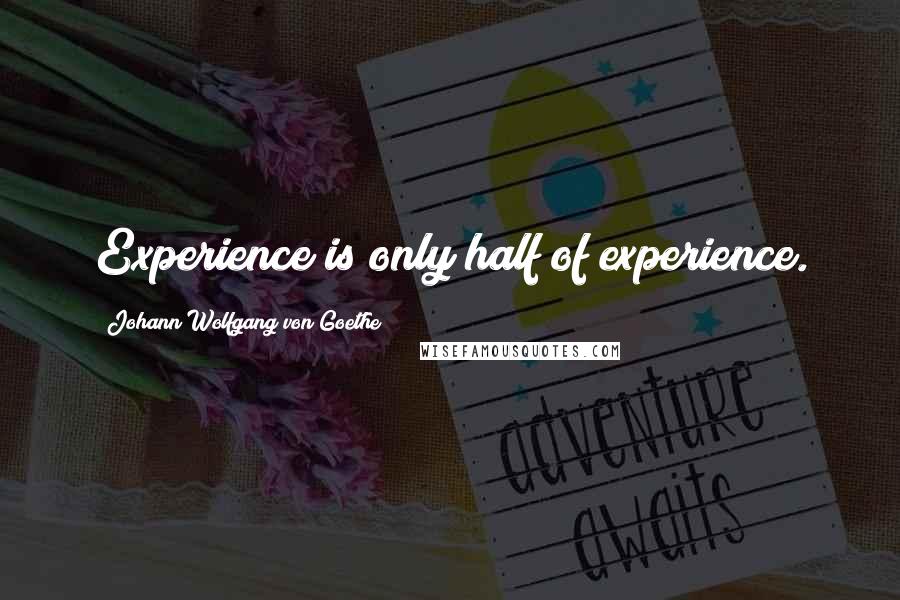 Johann Wolfgang Von Goethe Quotes: Experience is only half of experience.